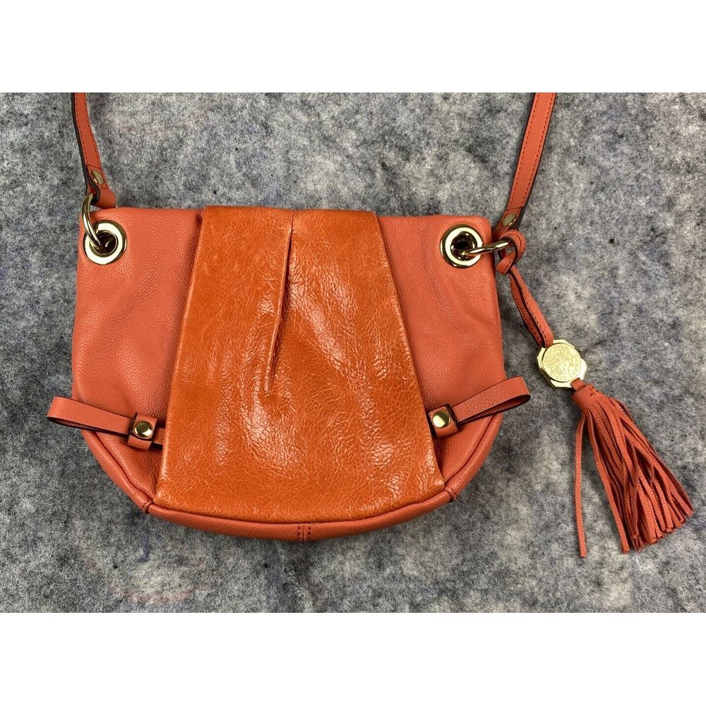 Vince Camuto Crossbody Handbag Burnt Orange Suede Tassel Genuine‎ Leather